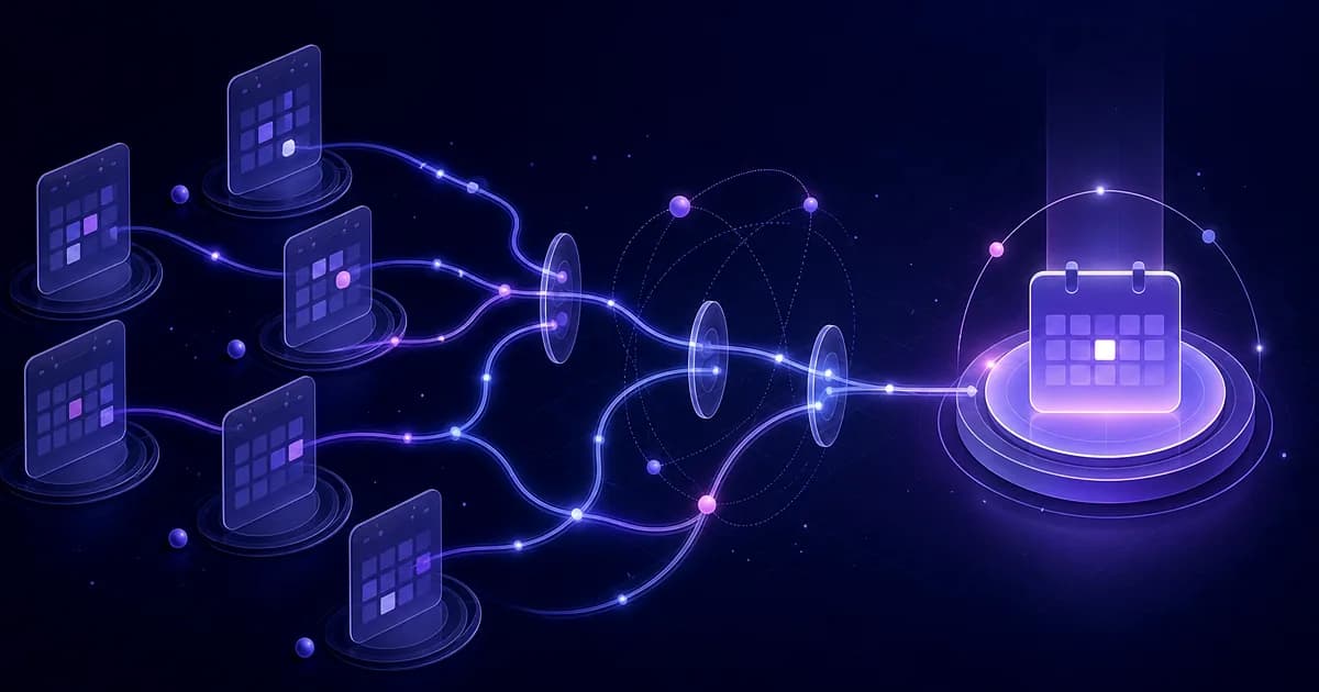 Five self-hosted scheduling architectures connected to calendars, resources, polls, and appointments